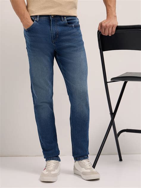 Men Mid Blue Mid-Rise Slim Fit Jeans – FYVA