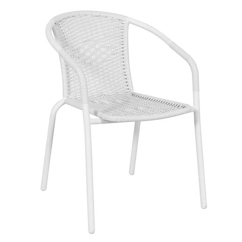 White Wicker Metal Stacking Chair | At Home