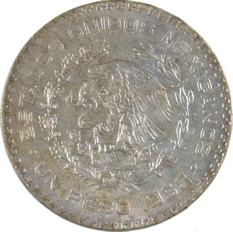 Choice Uncirculated - 1958 Mexico Mexican Un Peso Silver Coin - LARGE ...