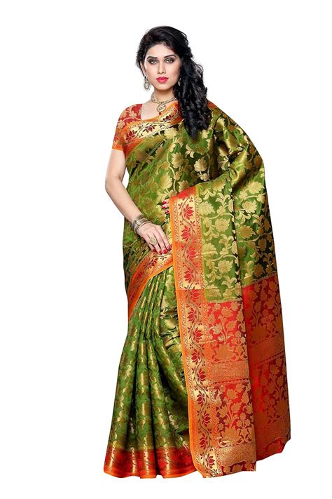 Mimosa Women's Traditional Art Silk Saree Kanjivaram Style With Blouse ...