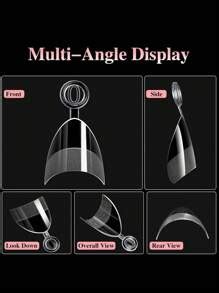 600Pcs Half Cover Press On Nail Tips Stiletto Almond Square Coffin ...