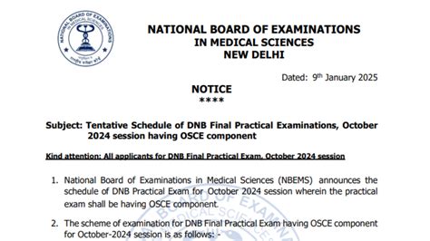 NBEMS releases tentative schedule for DNF final practical exam for ...