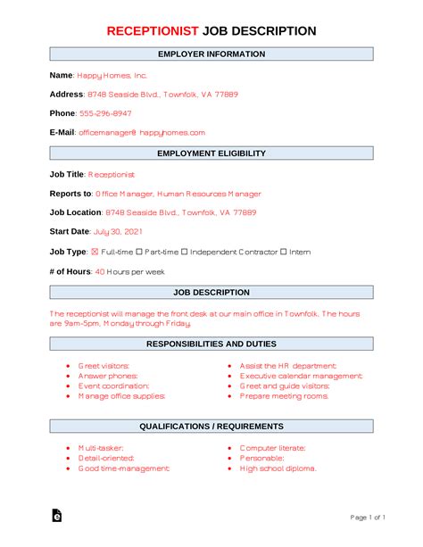 Free Assistant Job Description Template | Sample - PDF | Word – eForms