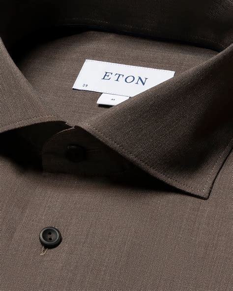 Dark Brown Wrinkle Free Flannel Shirt - Eton