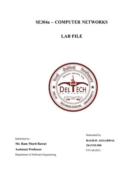 2K19-SE-088 CN LAB FILE - SE304a – COMPUTER NETWORKS LAB FILE Submitted ...