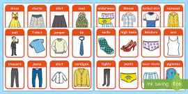 Clothes Flash Cards