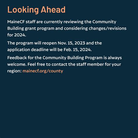 Reporting Out: Community Building Grant Program, July 2023 – Maine ...
