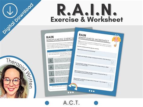 R.A.I.N Exercise & Worksheet | Coping skills, Mindfulness techniques, Mindfulness exercises