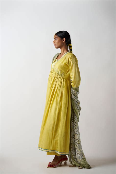 Royal Yellow 3 Piece Suit With Printed Dupatta – Sukruti Design