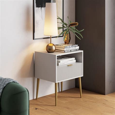 Nathan James Mid-Century Accent Side Table With Storage - Wood Frame ...