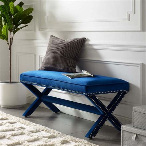 blue velvet bench dining room
