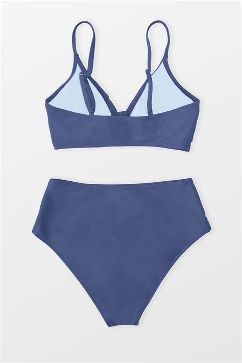 V-neck Twist Bra & Spliced High Waist Bikini Set