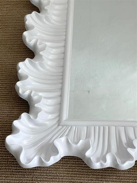 Modern White Lacquered Scalloped Rectangular Mirror For Sale at 1stDibs ...