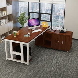 办公桌简约现代老板桌带侧柜简易单人经理桌主管桌办公室桌椅组合-阿里巴巴