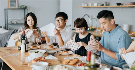 Family and friends having a party at home Minimalist