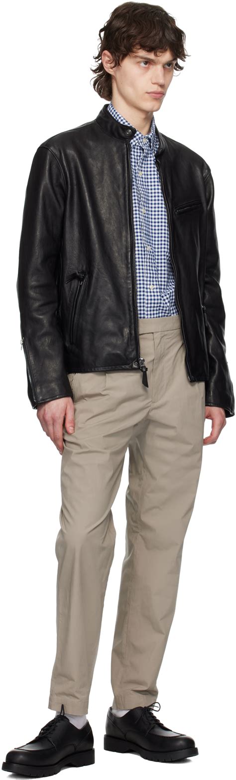 Polo Ralph Lauren Black Café Racer Leather Jacket Polo Ralph Lauren