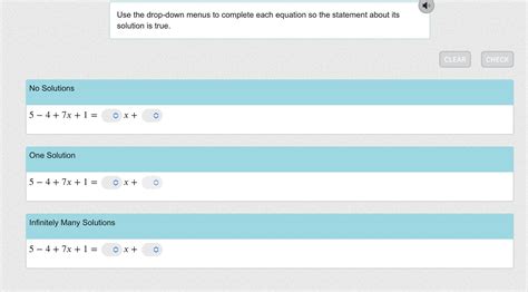 Use the drop-down menus to complete each equation so the statement ...