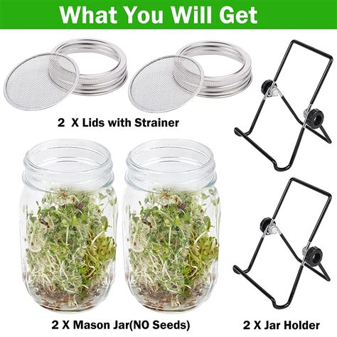 Buy 2 Pack Seeds Sprouting Kit, Mason Jar Germination Growing Kits ...