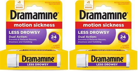 Amazon.com: Dramamine All Day Less Drowsy Motion Sickness Relief | 8 Tablets Included (Pack of 2)