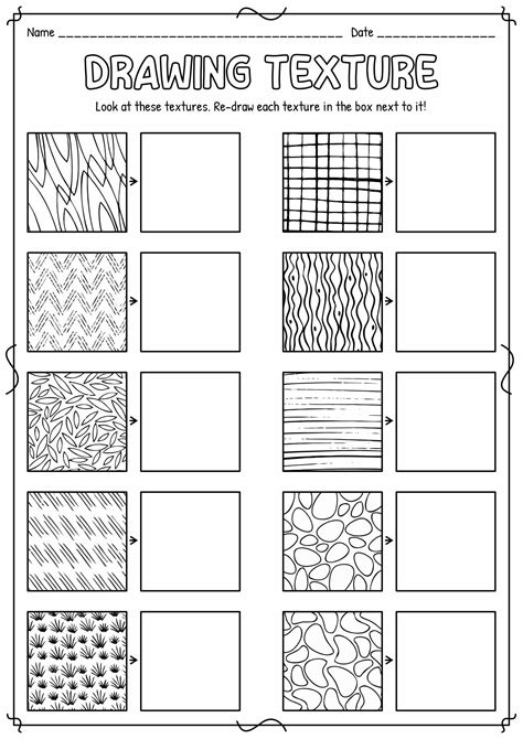 11 Art Texture Worksheet | Texture drawing, Elements of art texture ...