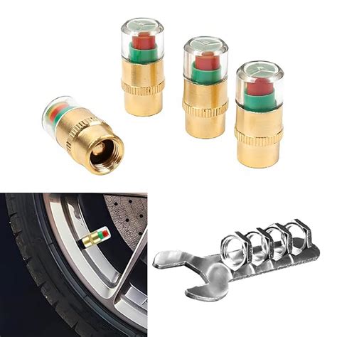 Car Tire Pressure Monitor Valve Caps,All-Copper Version, 4 Pcs,Three ...