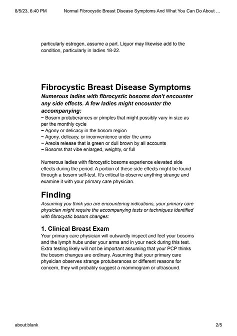 SOLUTION: Normal fibrocystic breast disease symptoms and what you can do about them - Studypool