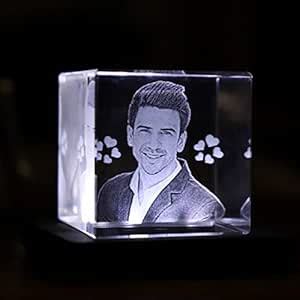 Dharani Gifts Rectangle Cube Shaped Crystal with 3D Photo Inside with ...
