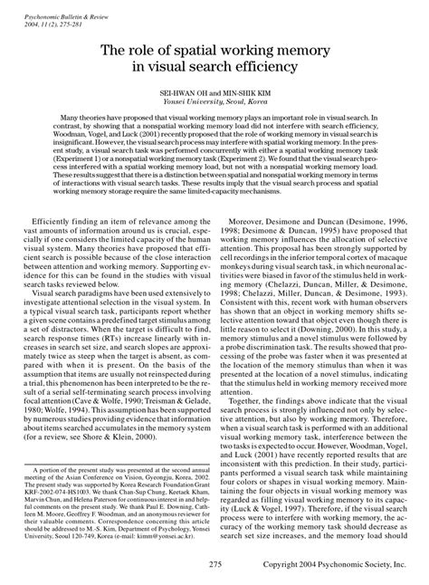 Image result for Visual Spatial Working Memory