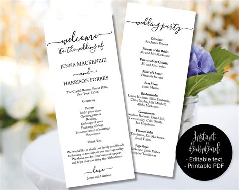 Image result for Wedding Service Program Template