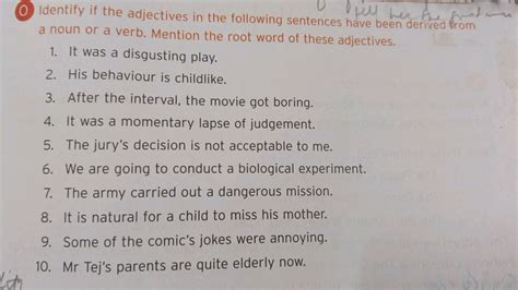 Identify if the adjectives in the following sentences have been derived f..