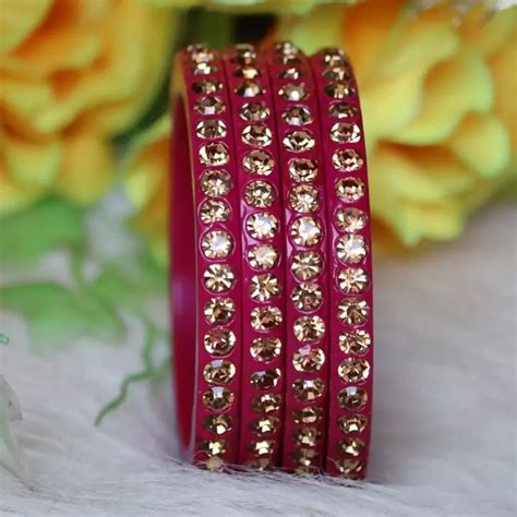 Lac Bangles with Beautiful Artificial Dimonds (Pack of 4) – Taj Bridal ...