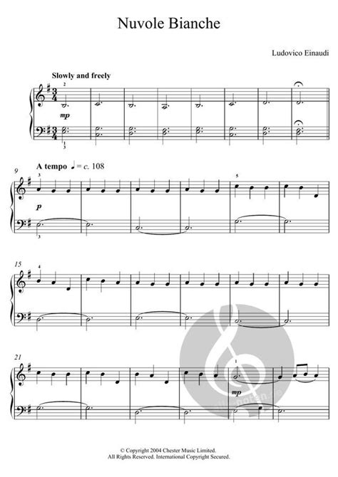 Nuvole Bianche by Ludovico Einaudi » Piano Sheet Music (Download ...