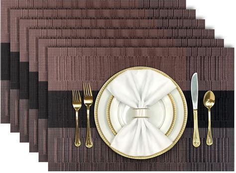 Aofmee Placemats, Heat Resistant Table Mats Set of 6, Washable PVC ...