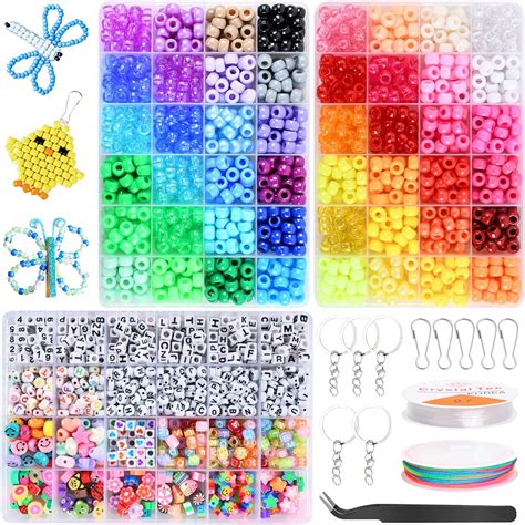 ANSHINE Pony Beads Kit - 2461pcs With 48 Colors, Letter and Clay Beads ...