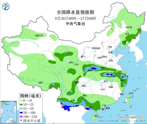 08月26日：未来三天全国天气预报