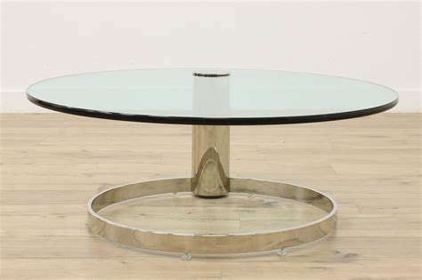 Midcentury Modern Vintage Glass & Chrome Coffee Table, Rosen