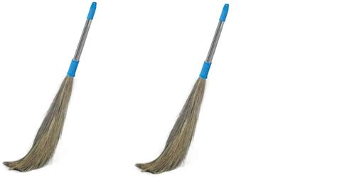 LMG 2 pc Soft Grass Floor Broom Stick for Floor Cleaning with Stainless ...