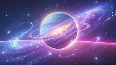 Vibrant Cosmic Planet with Rings in a Starry Galaxy | Premium Stock ...