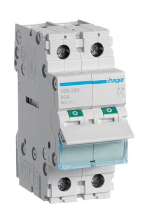 SBN280 Hager | Hager 2P Pole Isolator Switch - 80A Maximum Current ...