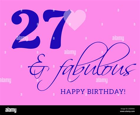 27th happy birthday card illustration in retro style Stock Photo - Alamy