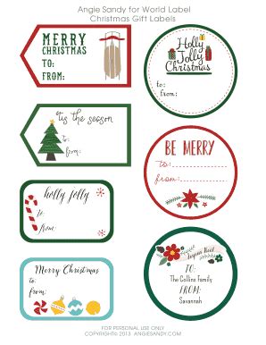 Fillable Online Angie Sandy for World Label Christmas Gift Labels mer y ...