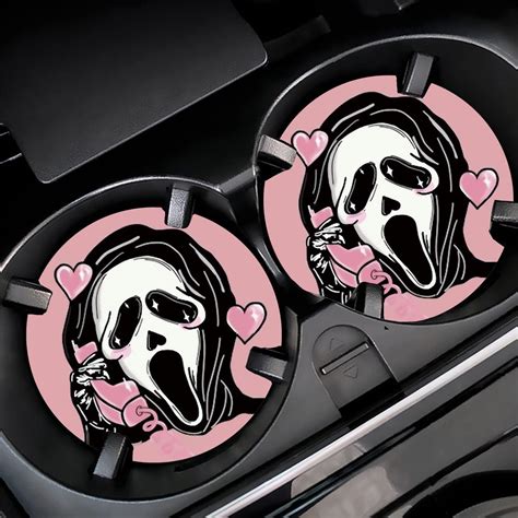 Buy Scream Car Coasters, Pink Goth Car Accessories, Fun Ghost Face Car ...