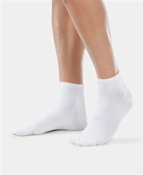 Buy Compact Cotton Ankle Length Socks With StayFresh Treatment - White ...