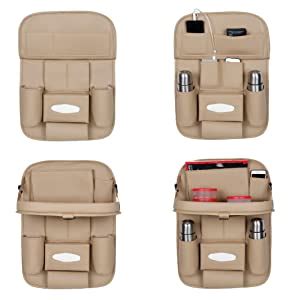 S.K.Y,Car Backseat Organizer with Foldable Table Tray, Luxury PU ...