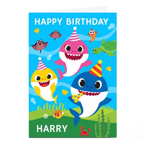 Buy Personalised Baby Shark Birthday Card - Party Sharks for GBP 2.49 ...