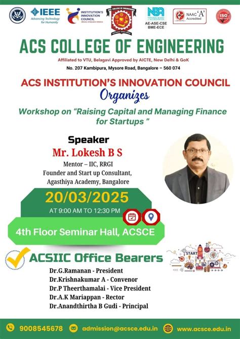 Workshop on Raising Capital and Managing Finance for Startups - ACSCE