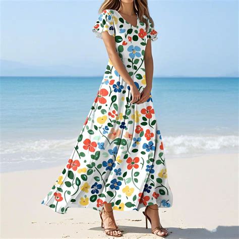 GXIPO Short Sleeve Floral Dresses for Women Elegant Empire Waist ...