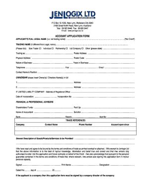 Fillable Online 2012 Jenlogix Account Application Form Fax Email Print ...