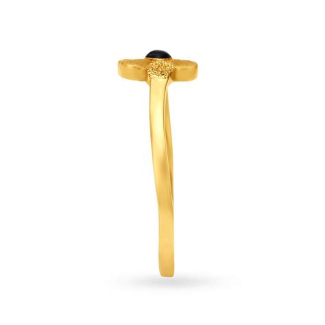Simplistic 22 Karat Yellow Gold Textured Flower Finger Ring