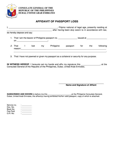 PH Affidavit of Passport Loss Form - Fill Online, Printable, Fillable ...